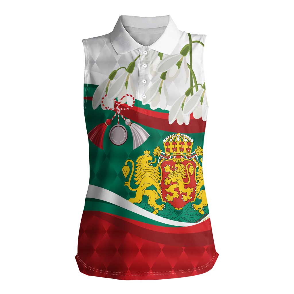 Republic of Bulgaria Personalized Women Sleeveless Polo Shirt Crowned Golden Lion Suedinenieto Pravi Silata