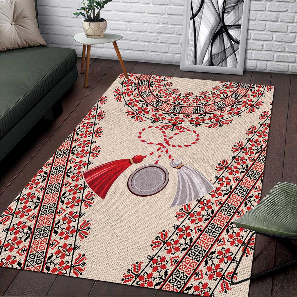 Baba Marta Day Martenitsa Area Rug Traditional Bulgarian Embroidery