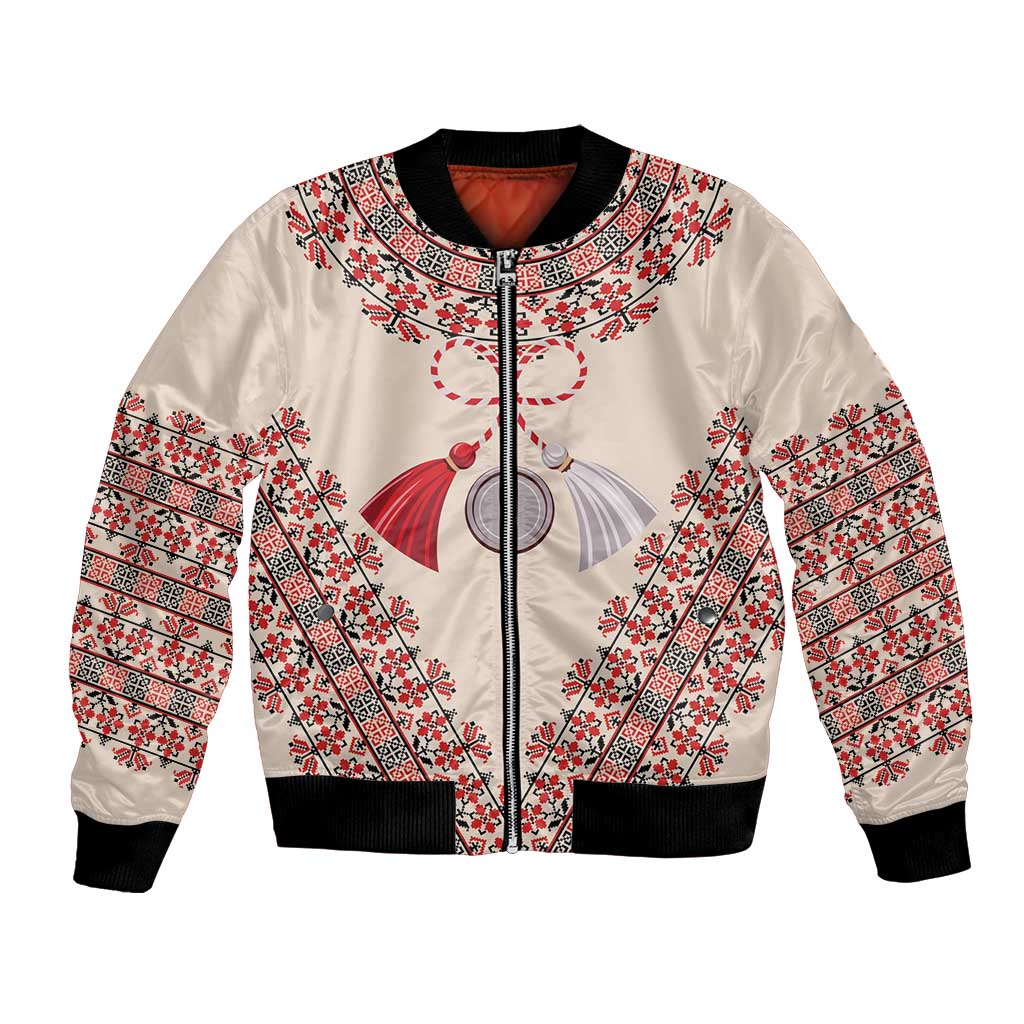 Baba Marta Day Martenitsa Bomber Jacket Traditional Bulgarian Embroidery