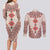 Baba Marta Day Martenitsa Couples Matching Long Sleeve Bodycon Dress and Long Sleeve Button Shirt Traditional Bulgarian Embroidery