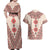 Baba Marta Day Martenitsa Couples Matching Off Shoulder Maxi Dress and Hawaiian Shirt Traditional Bulgarian Embroidery