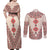 Baba Marta Day Martenitsa Couples Matching Off Shoulder Maxi Dress and Long Sleeve Button Shirt Traditional Bulgarian Embroidery