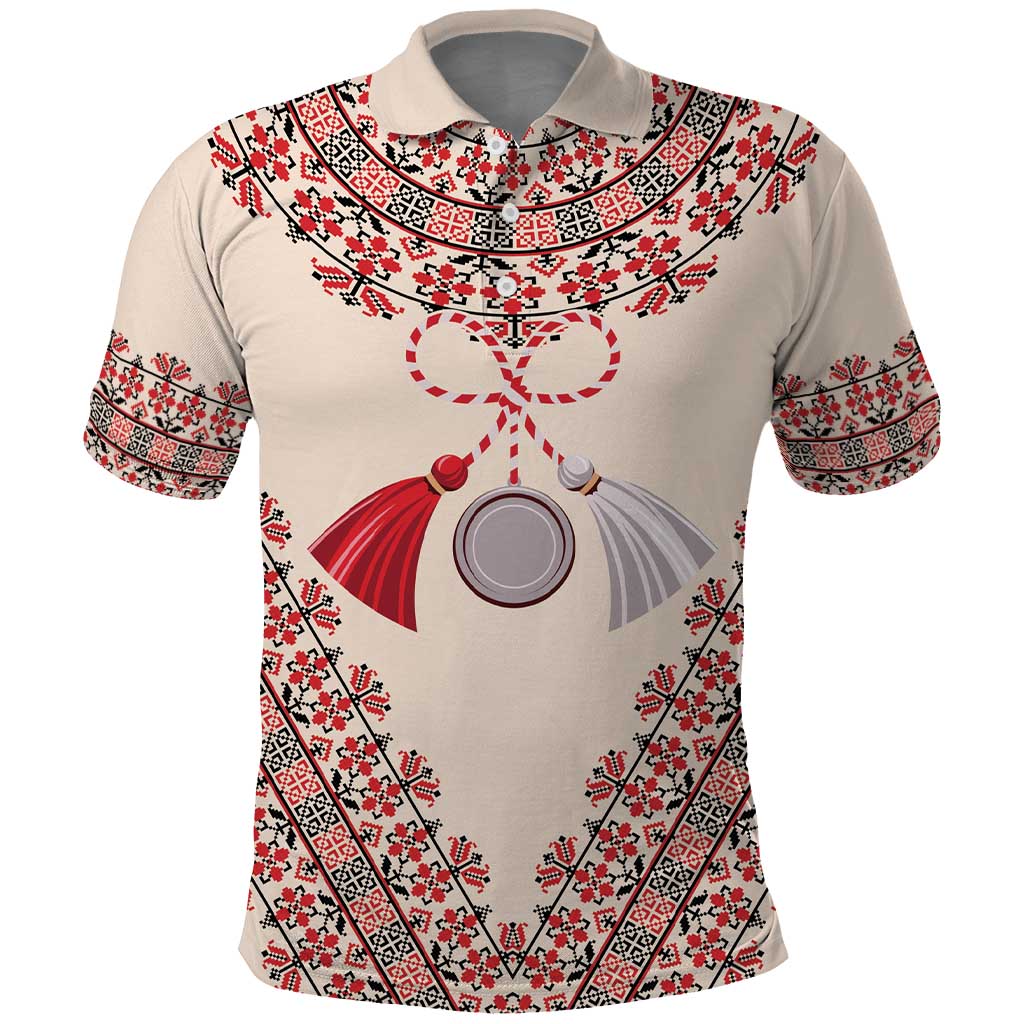 Baba Marta Day Martenitsa Polo Shirt Traditional Bulgarian Embroidery