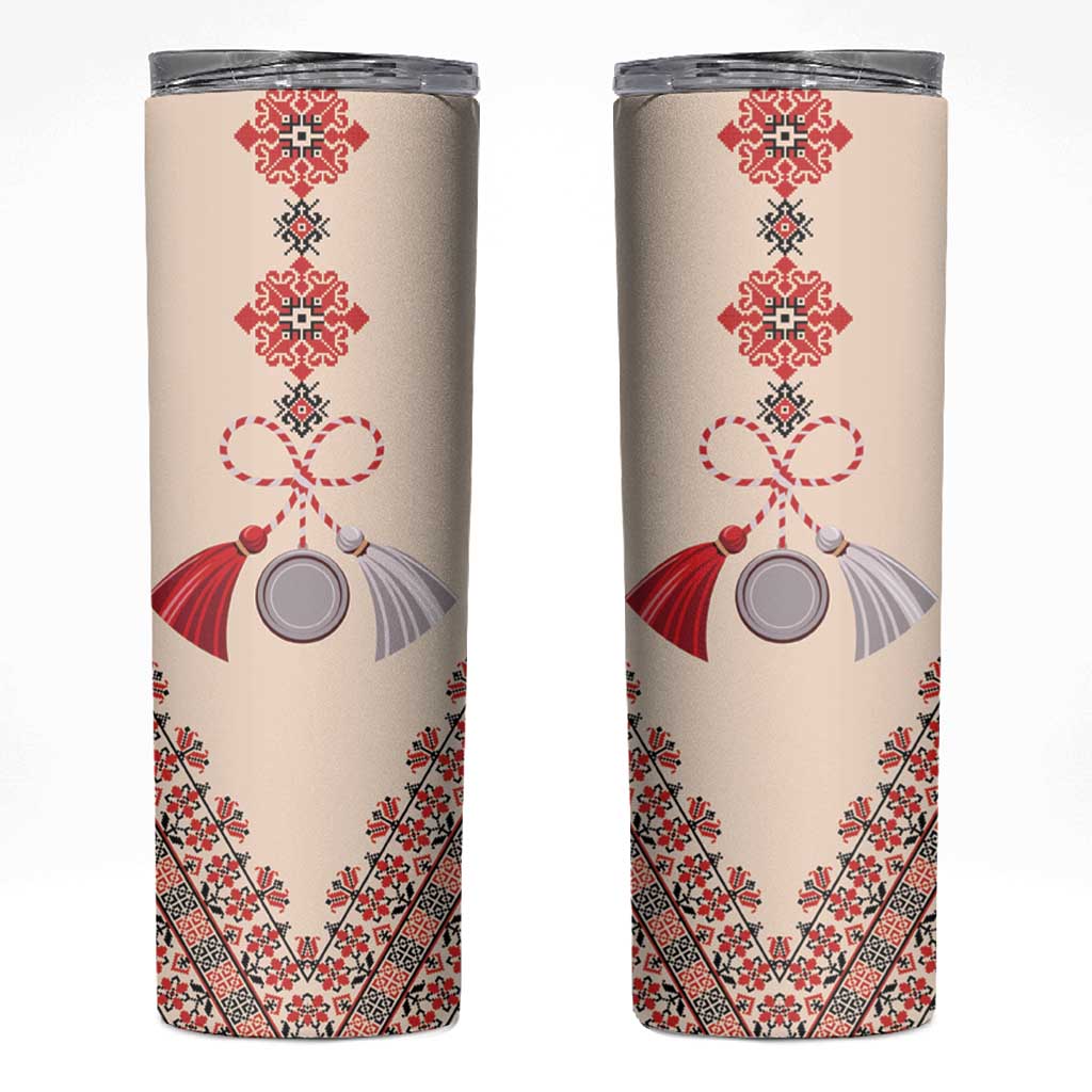 Baba Marta Day Martenitsa Skinny Tumbler Traditional Bulgarian Embroidery