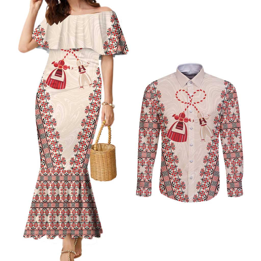 Bulgarian Martenitsa Couples Matching Mermaid Dress and Long Sleeve Button Shirt Tradition March 1st Chestita Baba Marta