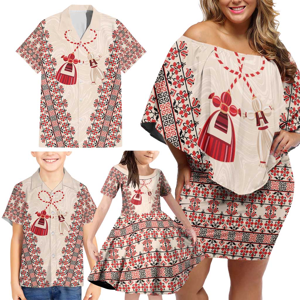 Bulgarian Martenitsa Family Matching Off Shoulder Short Dress and Hawaiian Shirt Tradition March 1st Chestita Baba Marta