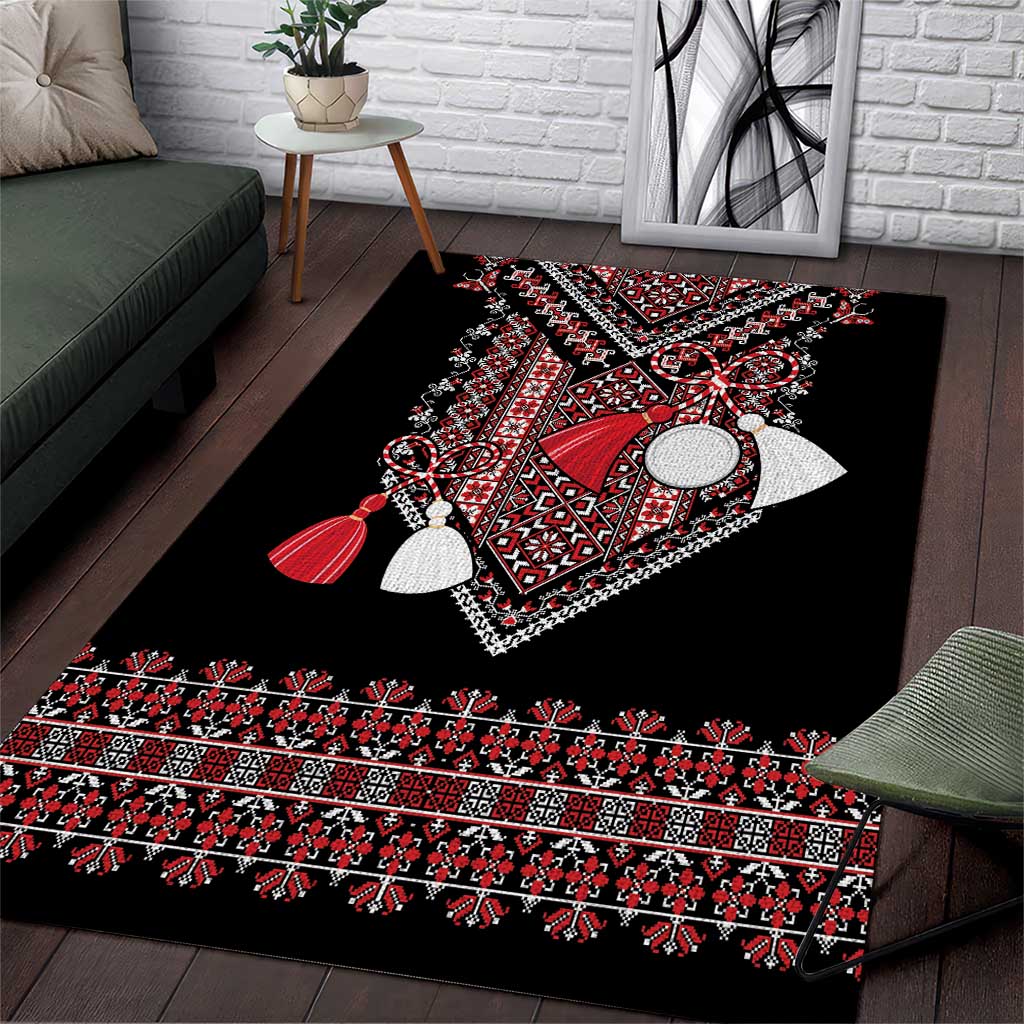 Martenitsa Martisor Day Area Rug Traditional Romanian Folk Art