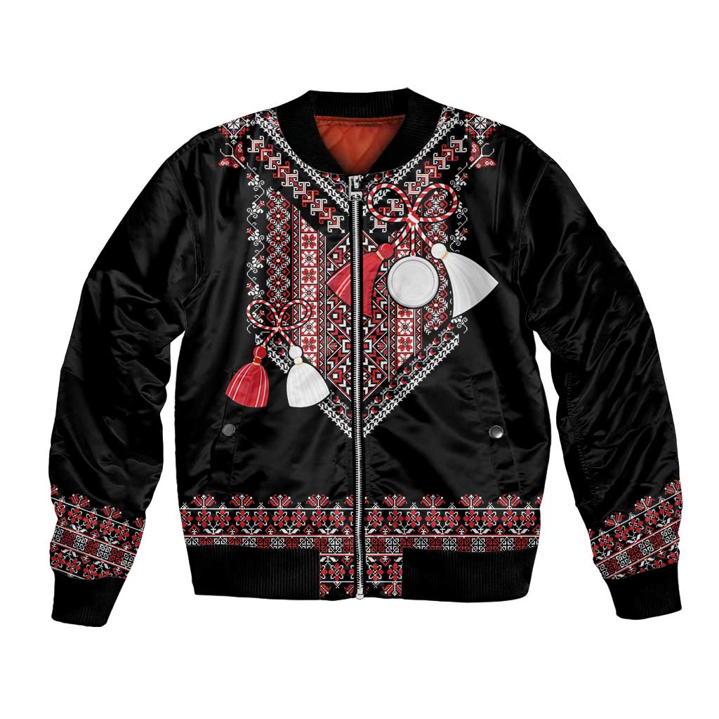 Martenitsa Martisor Day Bomber Jacket Traditional Romanian Folk Art