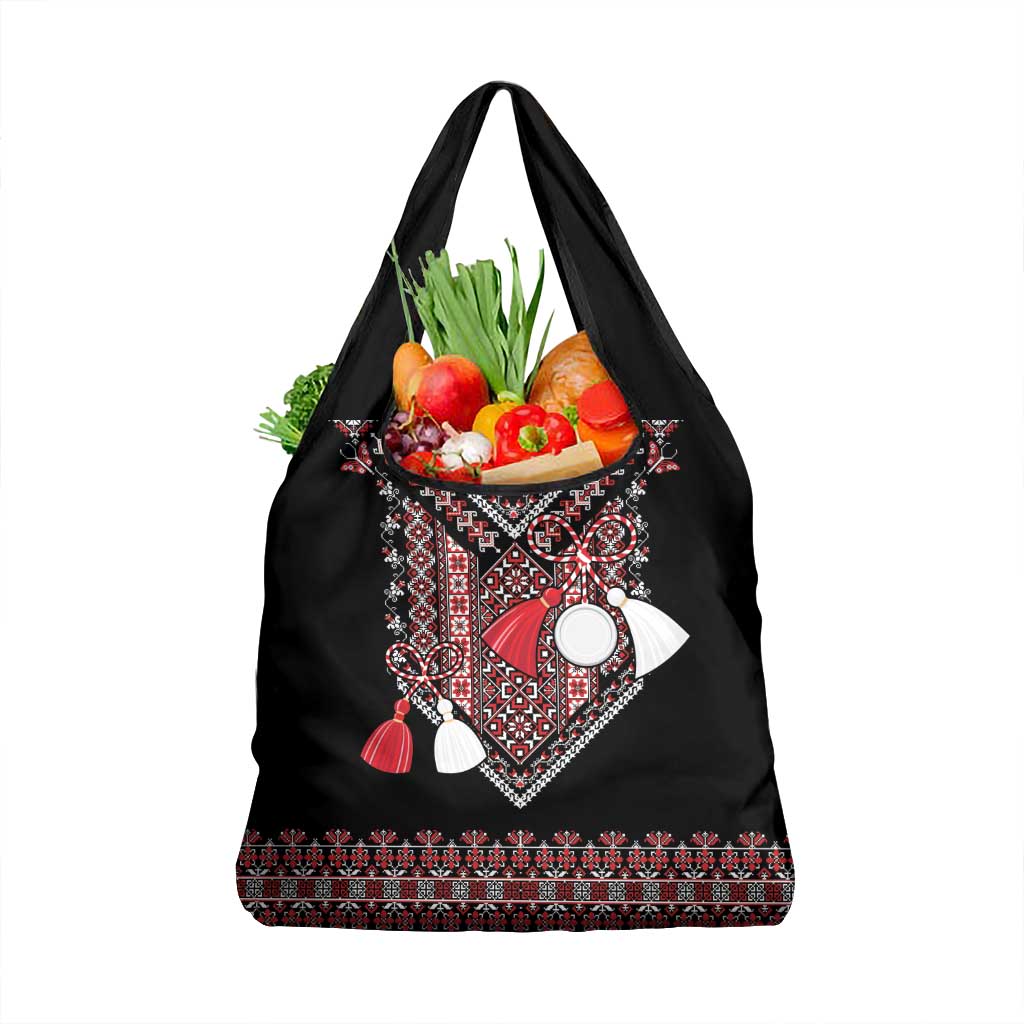 Martenitsa Martisor Day Grocery Bag Traditional Romanian Folk Art