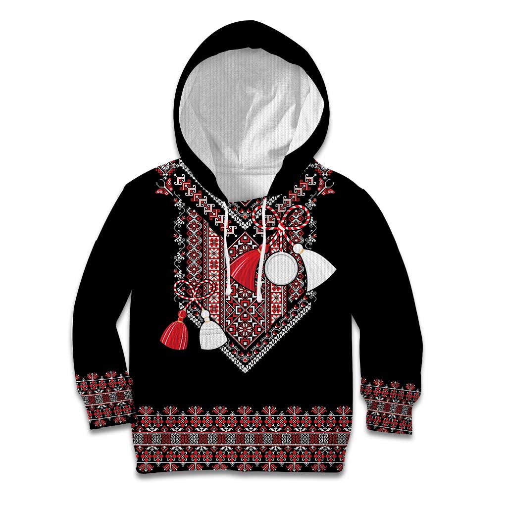 Martenitsa Martisor Day Kid Hoodie Traditional Romanian Folk Art