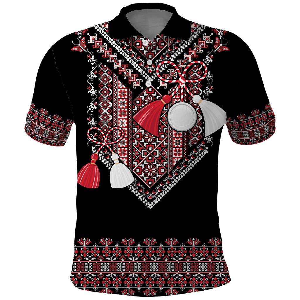 Martenitsa Martisor Day Polo Shirt Traditional Romanian Folk Art