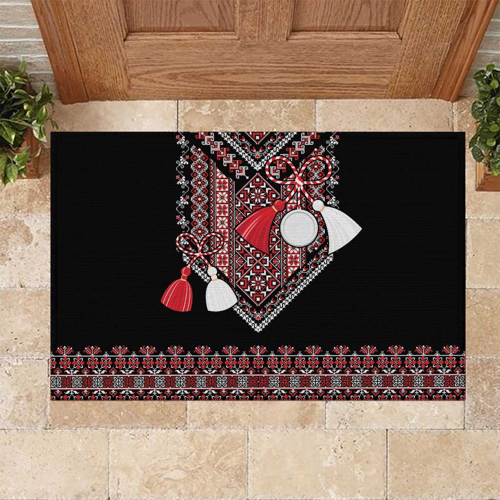 Martenitsa Martisor Day Rubber Doormat Traditional Romanian Folk Art