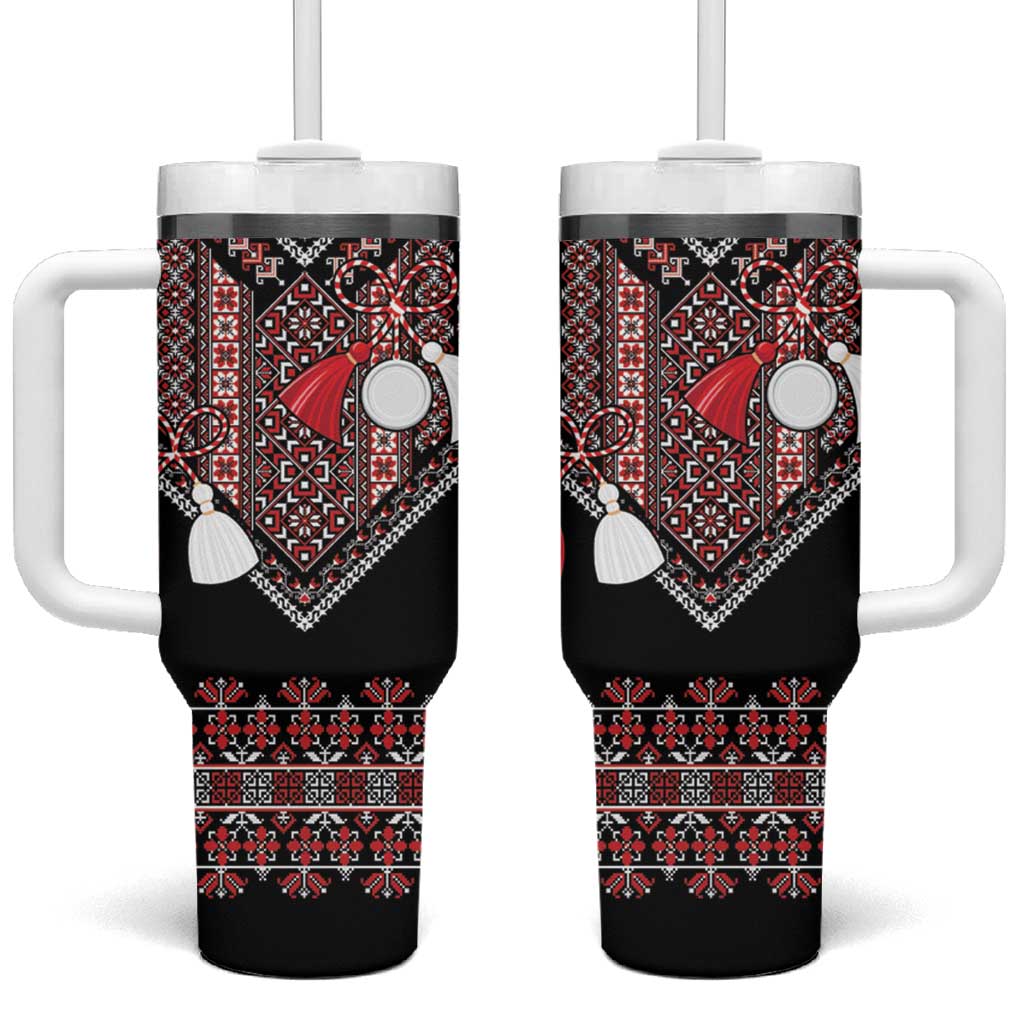 Martenitsa Martisor Day Tumbler With Handle Traditional Romanian Folk Art