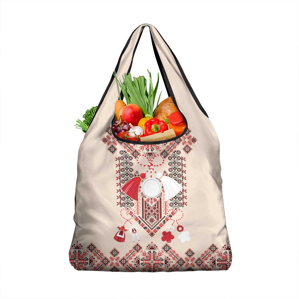 Vintage Martisor Day Martenitsa Grocery Bag Traditional Romanian Embroidery No1