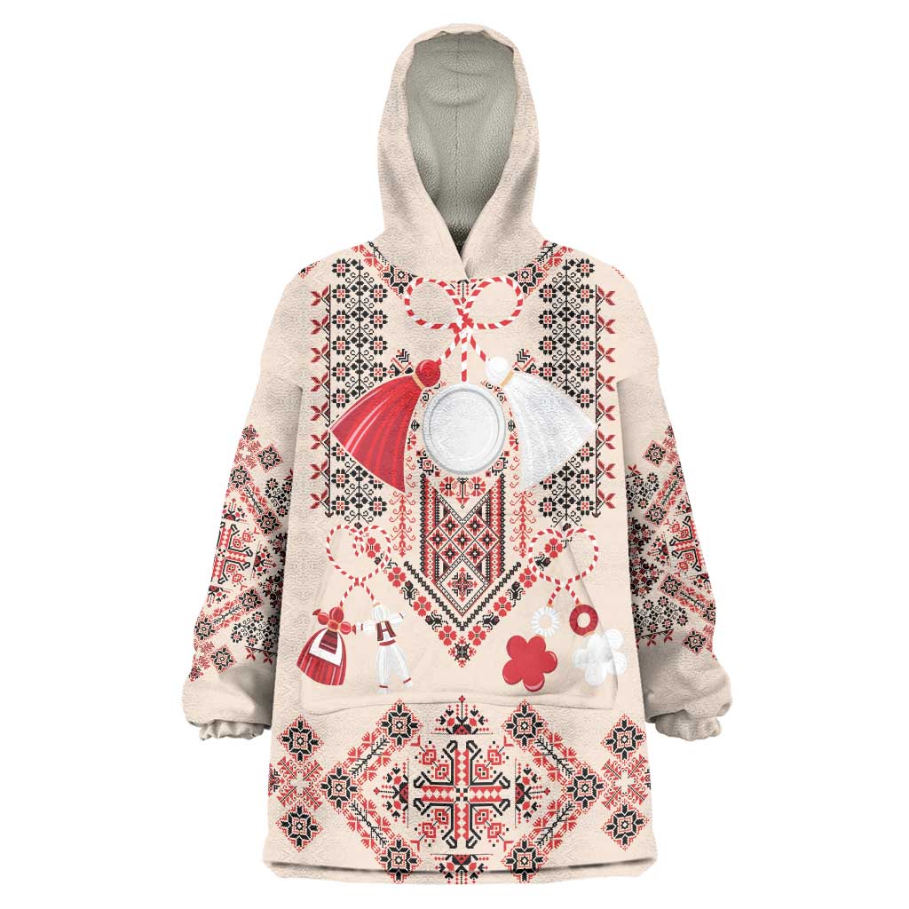 Vintage Martisor Day Martenitsa Wearable Blanket Hoodie Traditional Romanian Embroidery No1