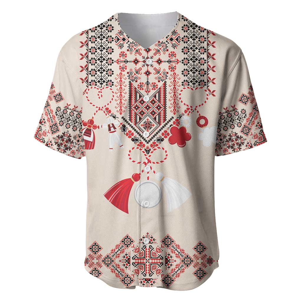 Vintage Martisor Day Martenitsa Baseball Jersey Traditional Romanian Embroidery No2