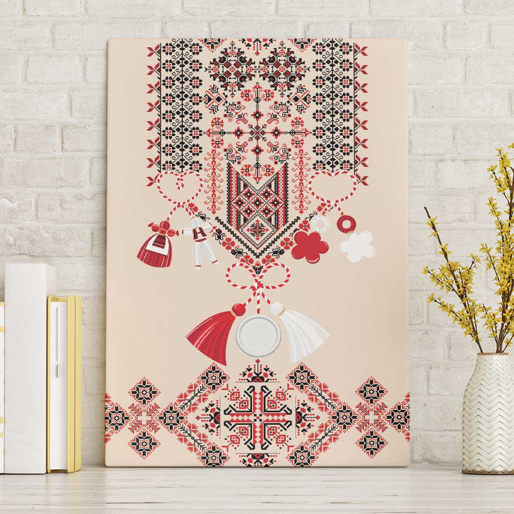 Vintage Martisor Day Martenitsa Canvas Wall Art Traditional Romanian Embroidery No2