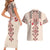 Vintage Martisor Day Martenitsa Couples Matching Short Sleeve Bodycon Dress and Hawaiian Shirt Traditional Romanian Embroidery No2