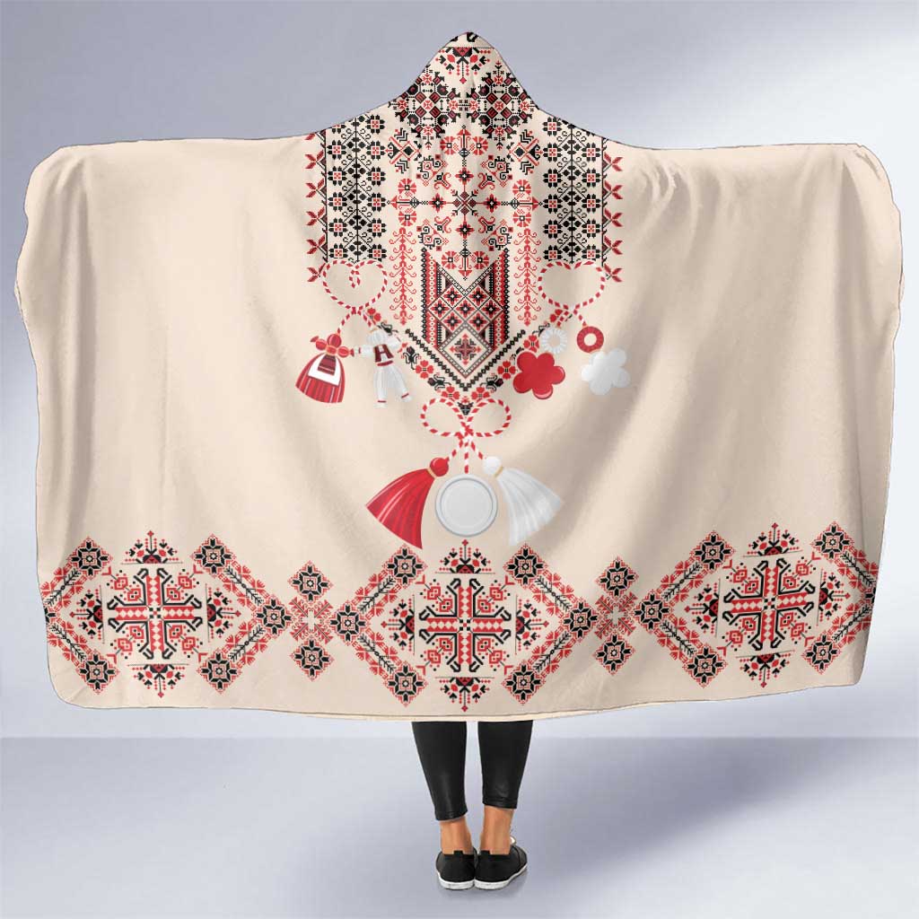 Vintage Martisor Day Martenitsa Hooded Blanket Traditional Romanian Embroidery No2