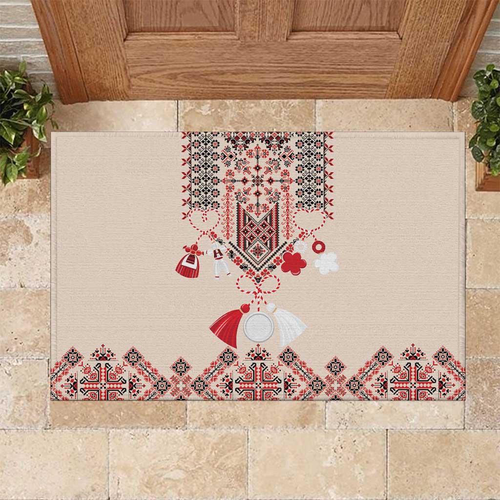 Vintage Martisor Day Martenitsa Rubber Doormat Traditional Romanian Embroidery No2