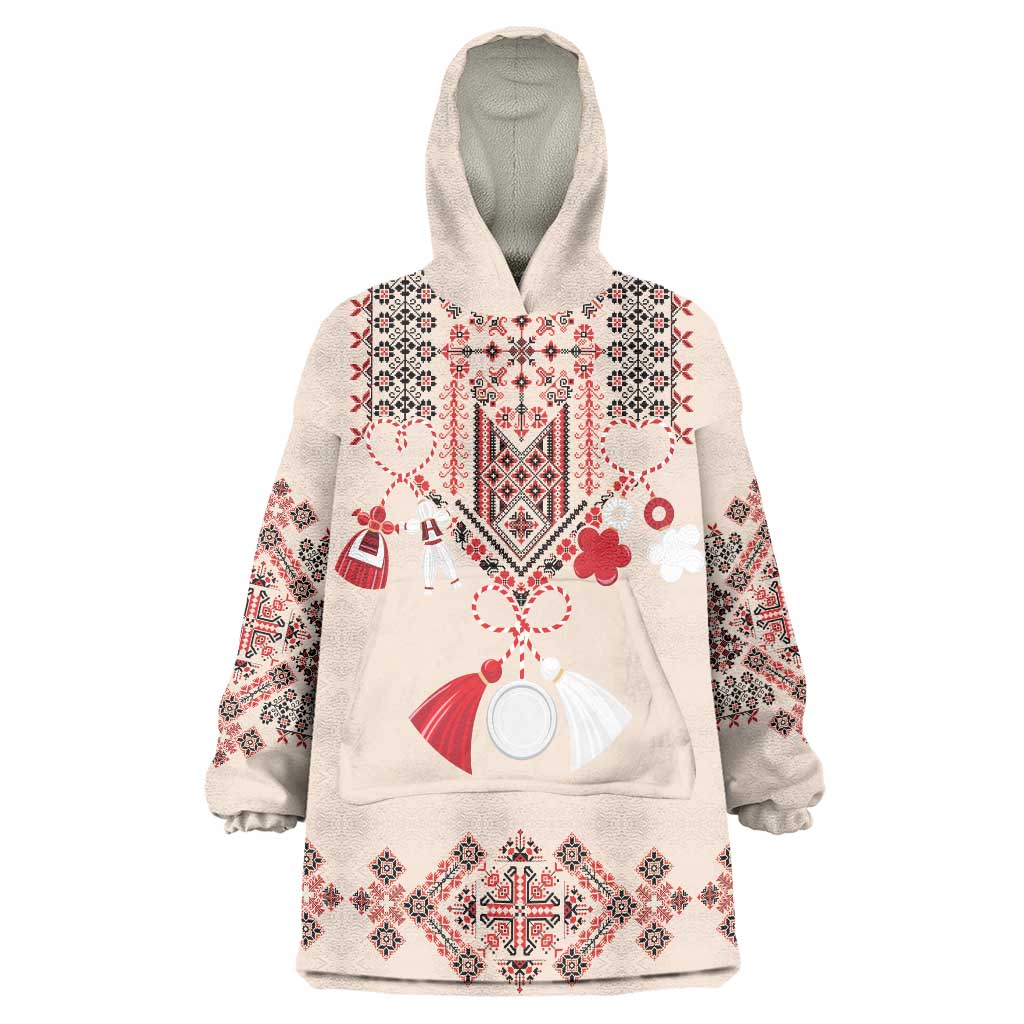 Vintage Martisor Day Martenitsa Wearable Blanket Hoodie Traditional Romanian Embroidery No2