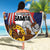 USA-American Samoa Flag Day Personalized Beach Blanket Bald Eagle Polynesian Tribal Pattern