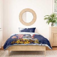 USA-American Samoa Flag Day Personalized Bedding Set Bald Eagle Polynesian Tribal Pattern