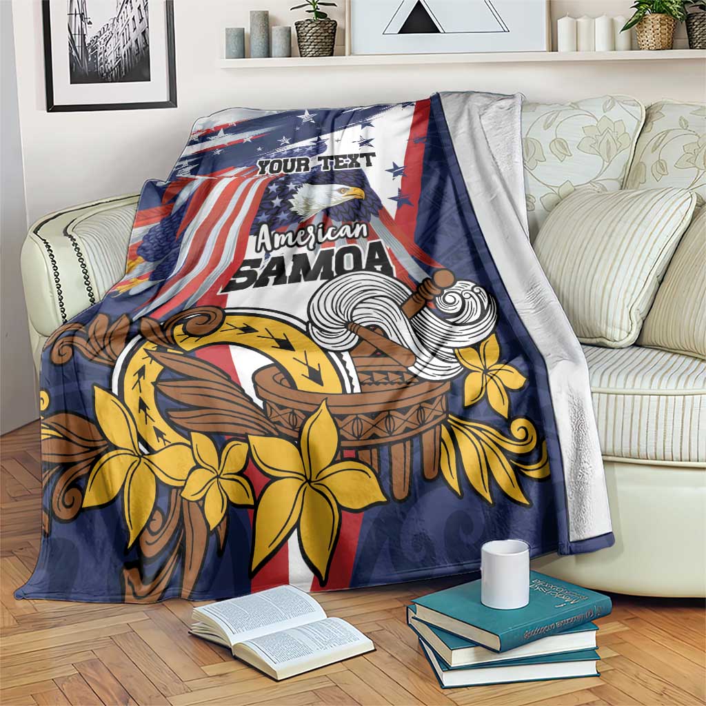 USA-American Samoa Flag Day Personalized Blanket Bald Eagle Polynesian Tribal Pattern