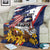 USA-American Samoa Flag Day Personalized Blanket Bald Eagle Polynesian Tribal Pattern