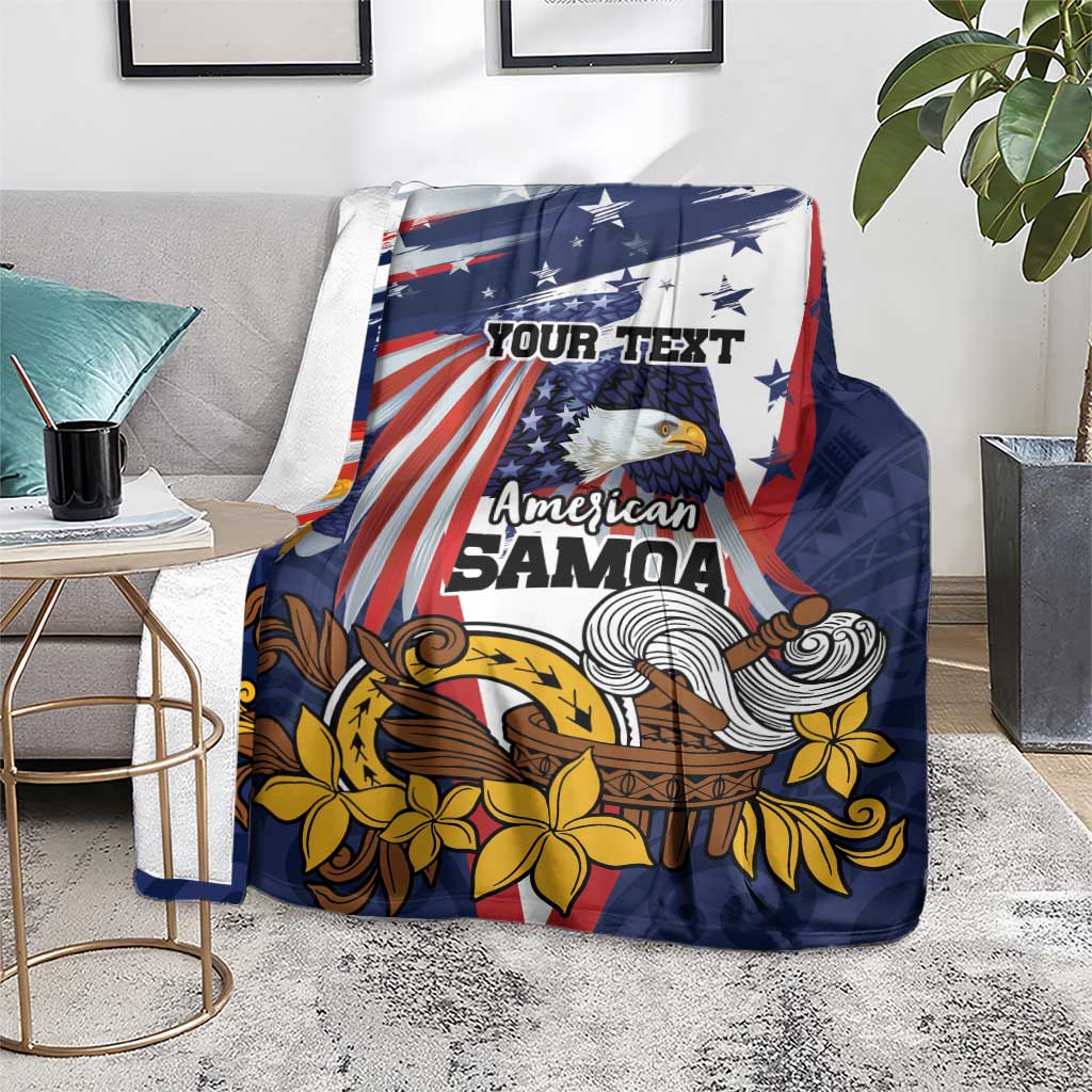 USA-American Samoa Flag Day Personalized Blanket Bald Eagle Polynesian Tribal Pattern