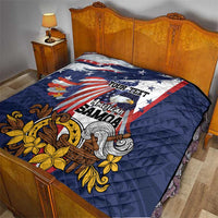 USA-American Samoa Flag Day Personalized Quilt Bald Eagle Polynesian Tribal Pattern