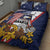 USA-American Samoa Flag Day Personalized Quilt Bed Set Bald Eagle Polynesian Tribal Pattern