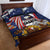 USA-American Samoa Flag Day Personalized Quilt Bed Set Bald Eagle Polynesian Tribal Pattern