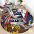 USA-American Samoa Flag Day Personalized Round Carpet Bald Eagle Polynesian Tribal Pattern