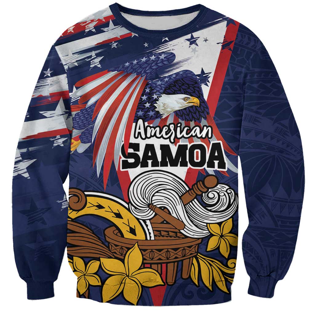 USA-American Samoa Flag Day Personalized Sweatshirt Bald Eagle Polynesian Tribal Pattern