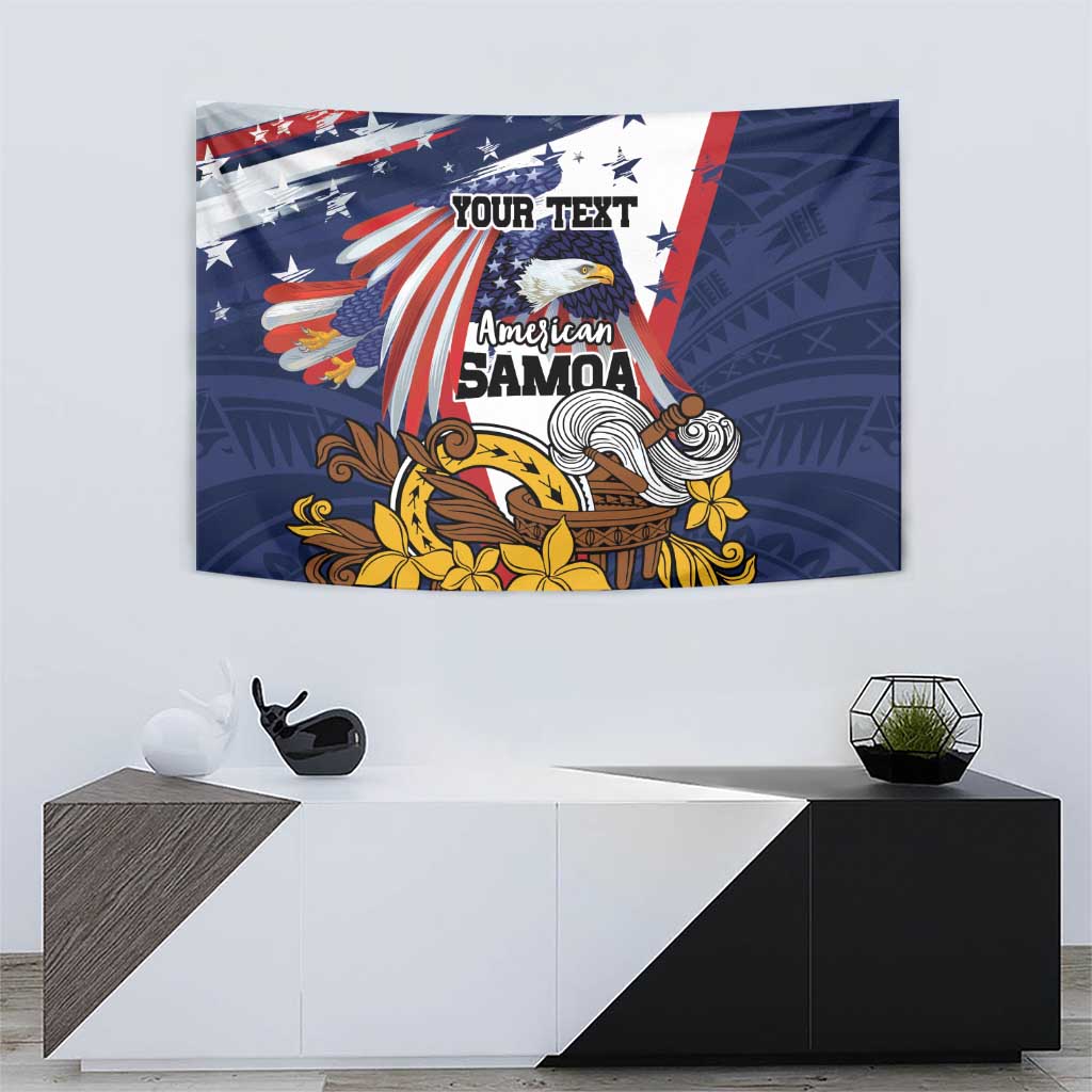 USA-American Samoa Flag Day Personalized Tapestry Bald Eagle Polynesian Tribal Pattern