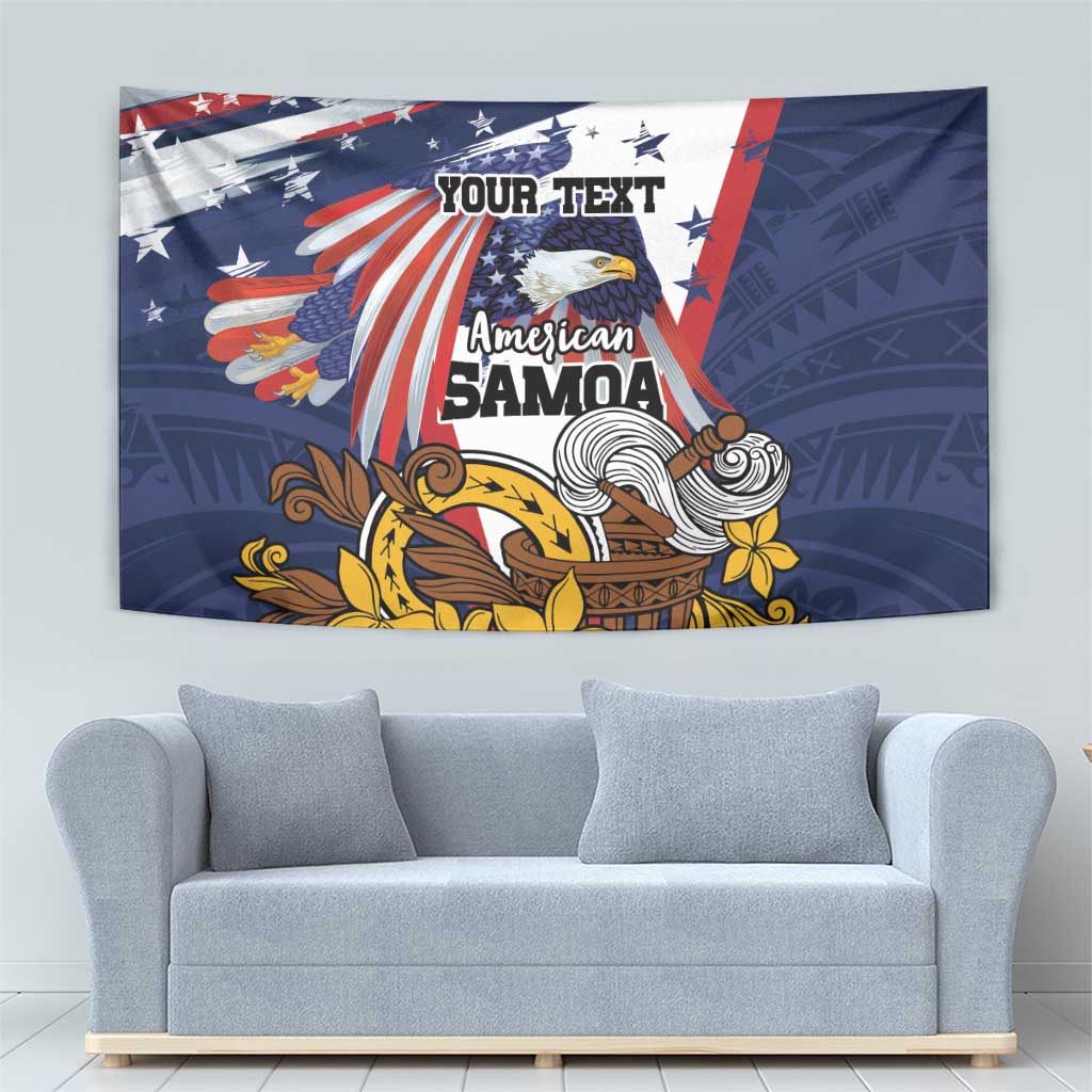 USA-American Samoa Flag Day Personalized Tapestry Bald Eagle Polynesian Tribal Pattern