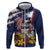 USA-American Samoa Flag Day Personalized Zip Hoodie Bald Eagle Polynesian Tribal Pattern