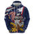 USA-American Samoa Flag Day Personalized Zip Hoodie Bald Eagle Polynesian Tribal Pattern