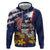 USA-American Samoa Flag Day Personalized Zip Hoodie Bald Eagle Polynesian Tribal Pattern