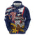 USA-American Samoa Flag Day Personalized Zip Hoodie Bald Eagle Polynesian Tribal Pattern