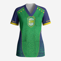 Custom Brazil Victory Dream Scrub Top Rumo Ao Hexa