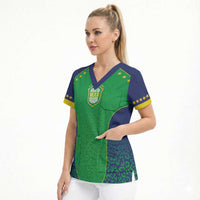 Custom Brazil Victory Dream Scrub Top Rumo Ao Hexa