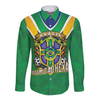 Custom Brazil WC26 Long Sleeve Button Shirt Future Brasil Rumo Ao Hexa