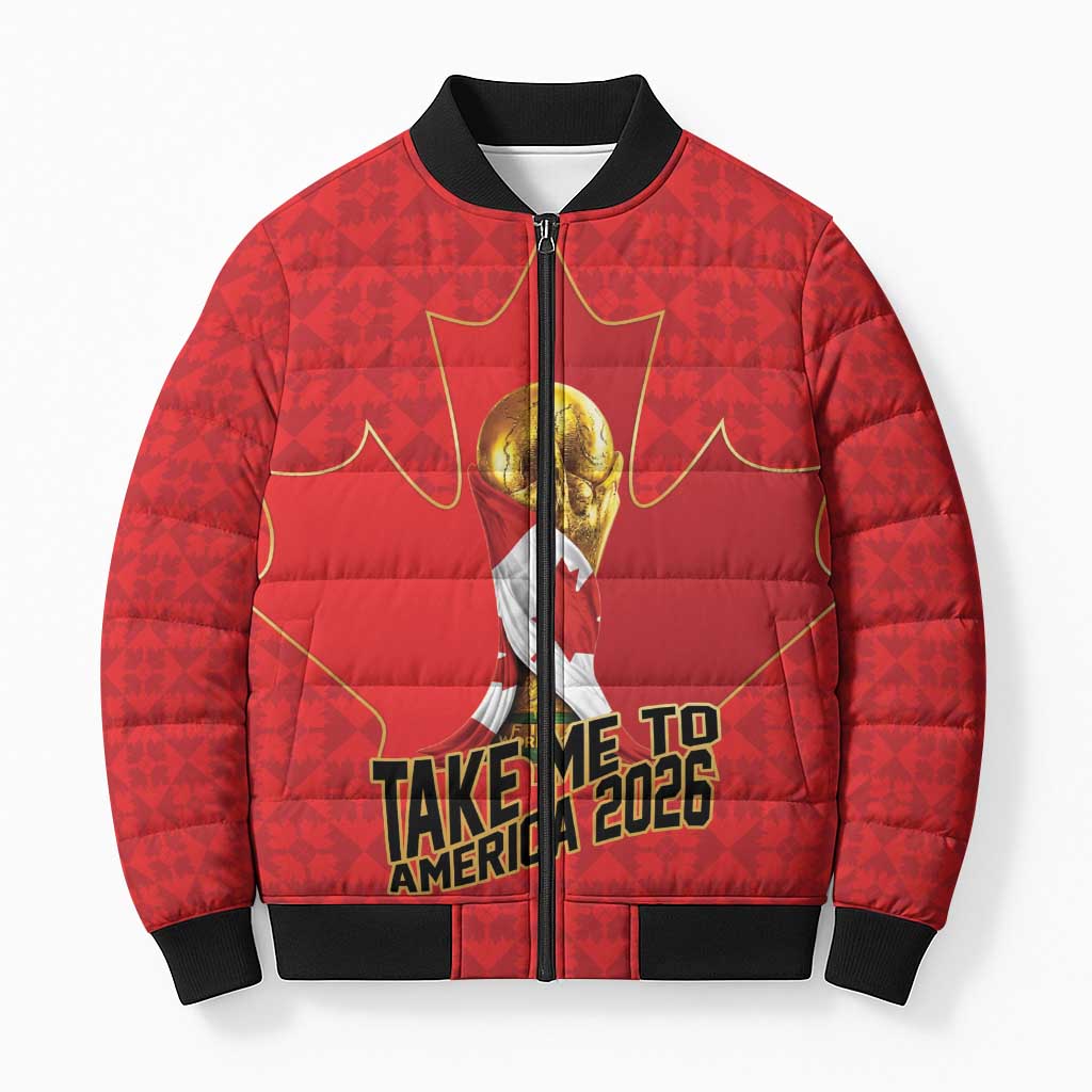 Custom Canada Football Pride Bomber Puffer Jacket Take Me To America Maple Leaf