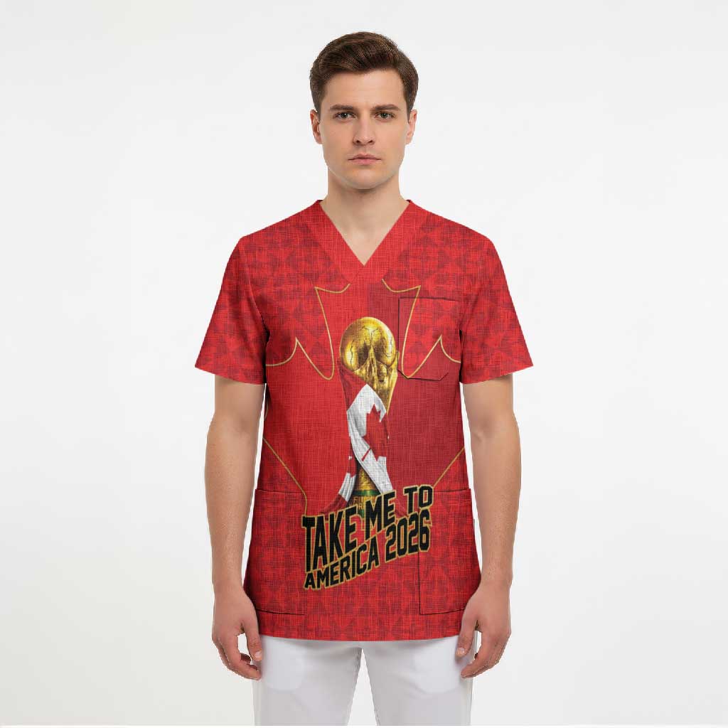 Custom Canada Football Pride Scrub Top Take Me To America Maple Leaf