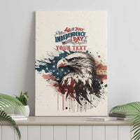 Bald eagle Independence Day canvas wall art with 'Your Text' personalization area