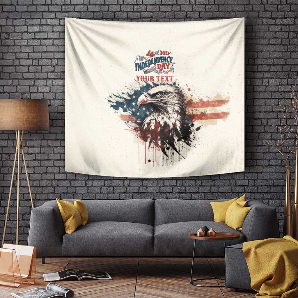 Happy Fourth of July Personalized Tapestry Bald Eagle USA Independence Day