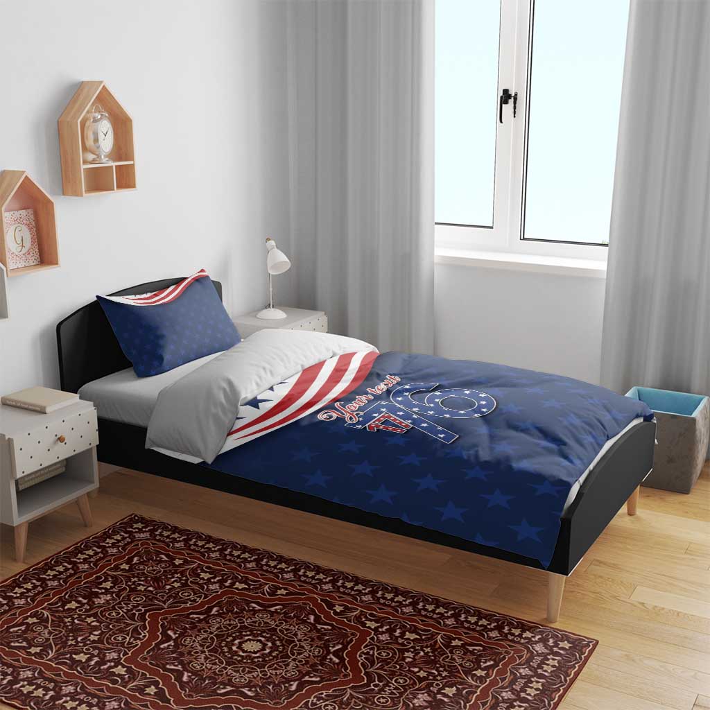 July 4th 1776 American Flag Vintage Personalized Bedding Set USA Independence Day