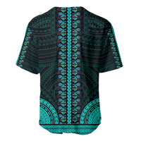 Teal and dark green dashiki baseball jersey, short sleeves with back stripe patterns